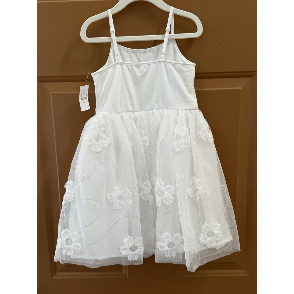 Zenzi Girls White Flower Tutu Dress Sequined Top Size XS (4/5) New with Tags